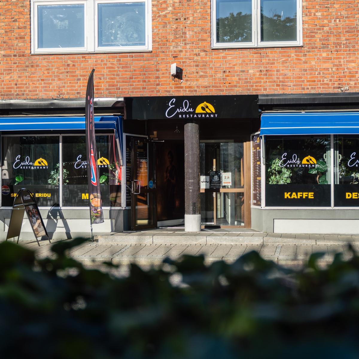 Utsiden av restauranten Eridu i Sarpsborg. Foto.
