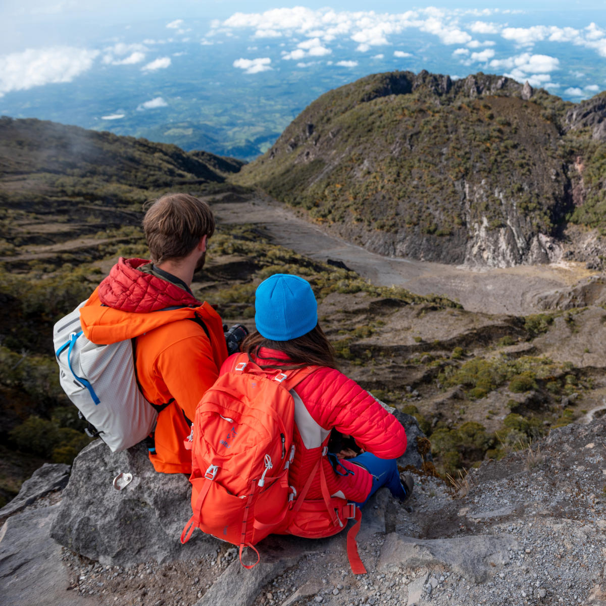 Hiking in the top of Baru Volcano. At the background you can see huge clouds