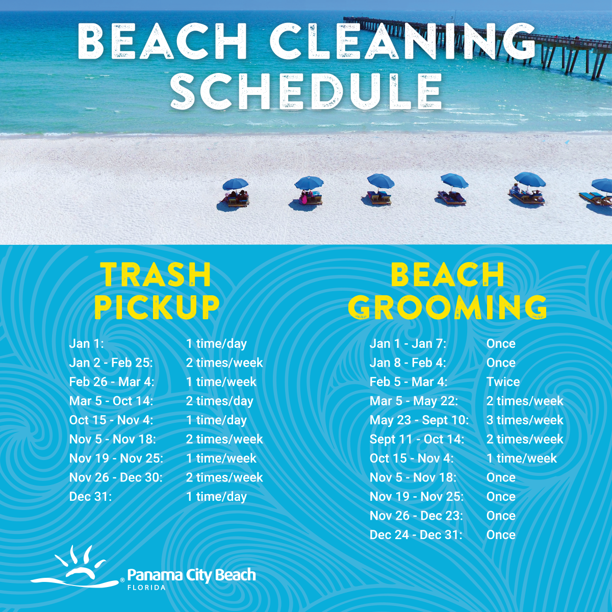 Beach Cleaning Schedule and Trash Pickup