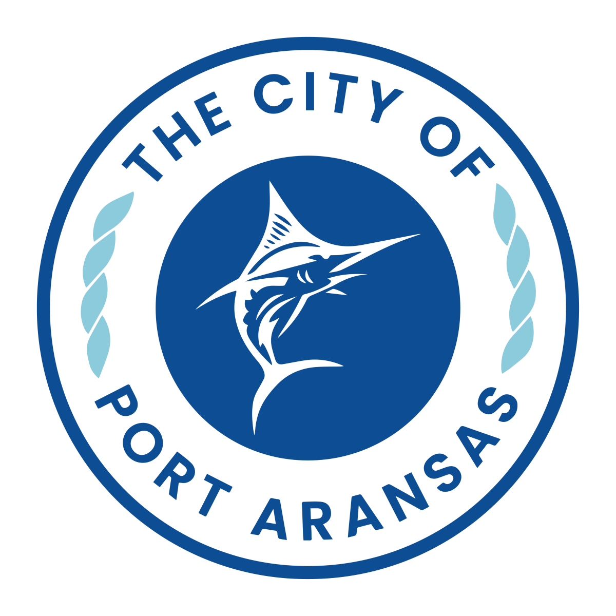 City of Port Aransas seal with a marlin in the middle