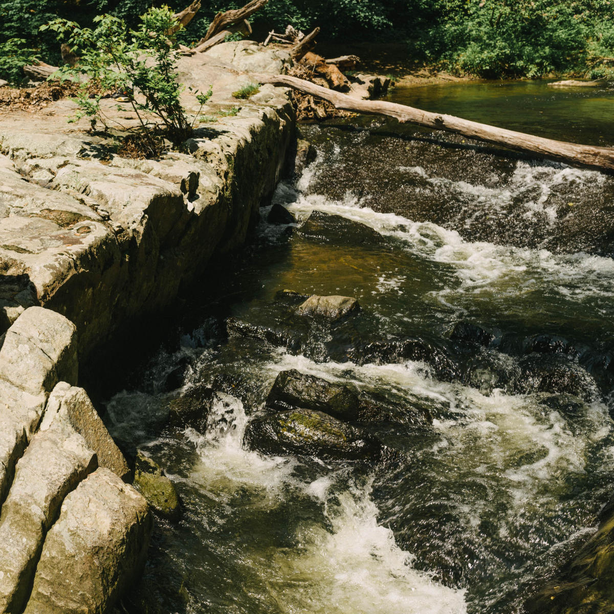 edge of a waterfall in prince william forest park