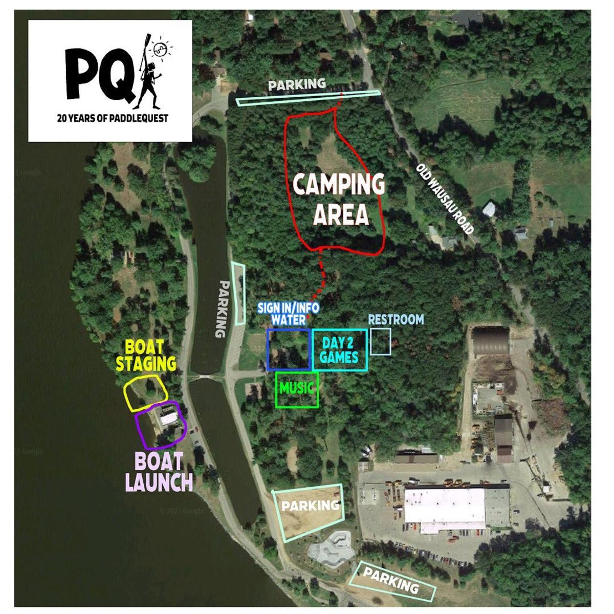 Paddlequest 2021 Event Grounds Map in the Stevens Point Area