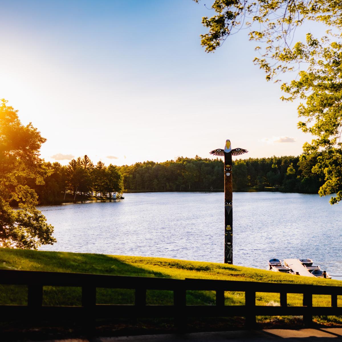 Scenic lake at Wisconsin Lions Camp in the summertime
