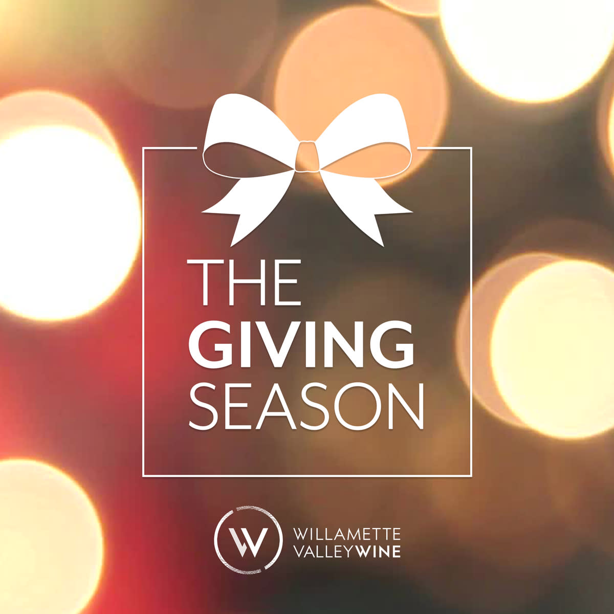 The Giving Season text with festive lights background