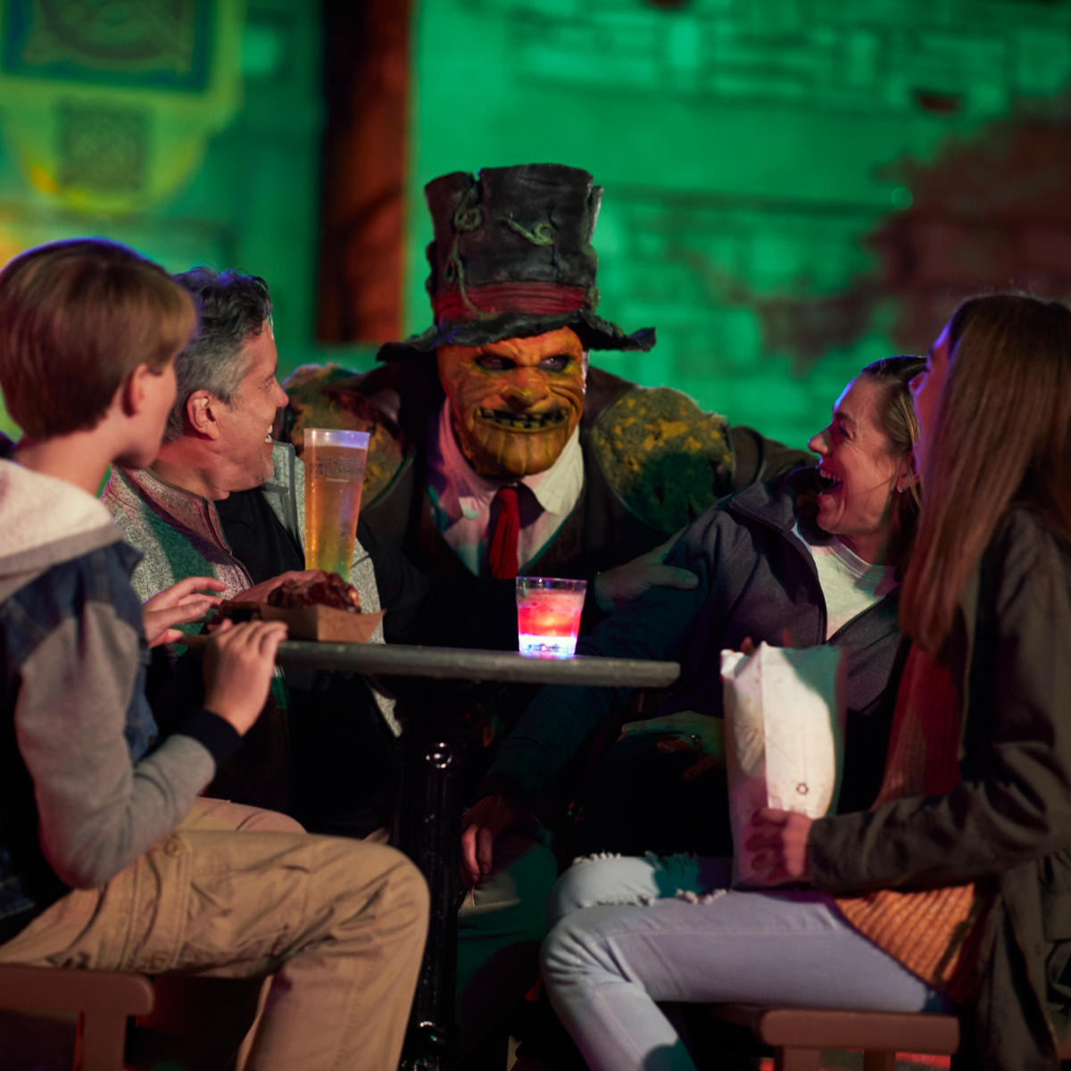 Busch Gardens Halloween character scaring family