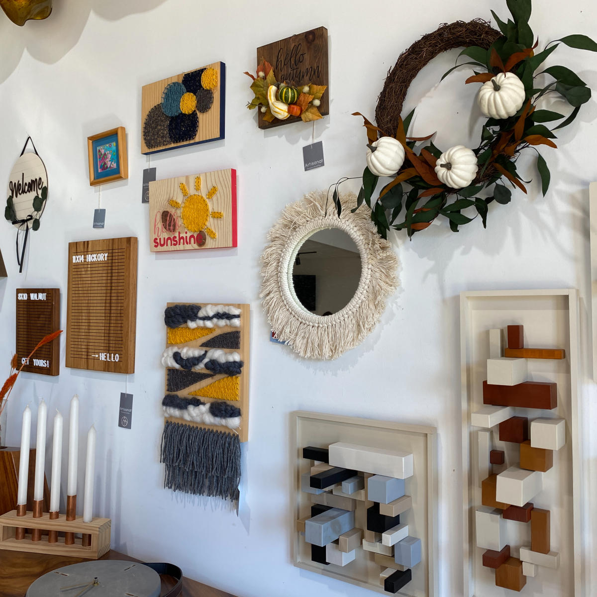 Decor on a wall at Artisanat Home Decor in The Woodlands Texas