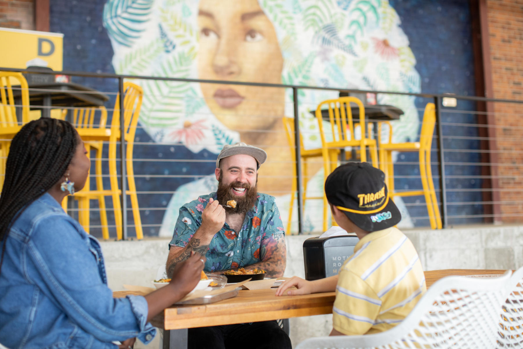 Family dining at Mother Road Market
