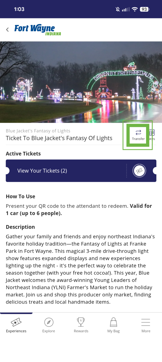 Fort Wayne Light Fest - Transfering Tickets