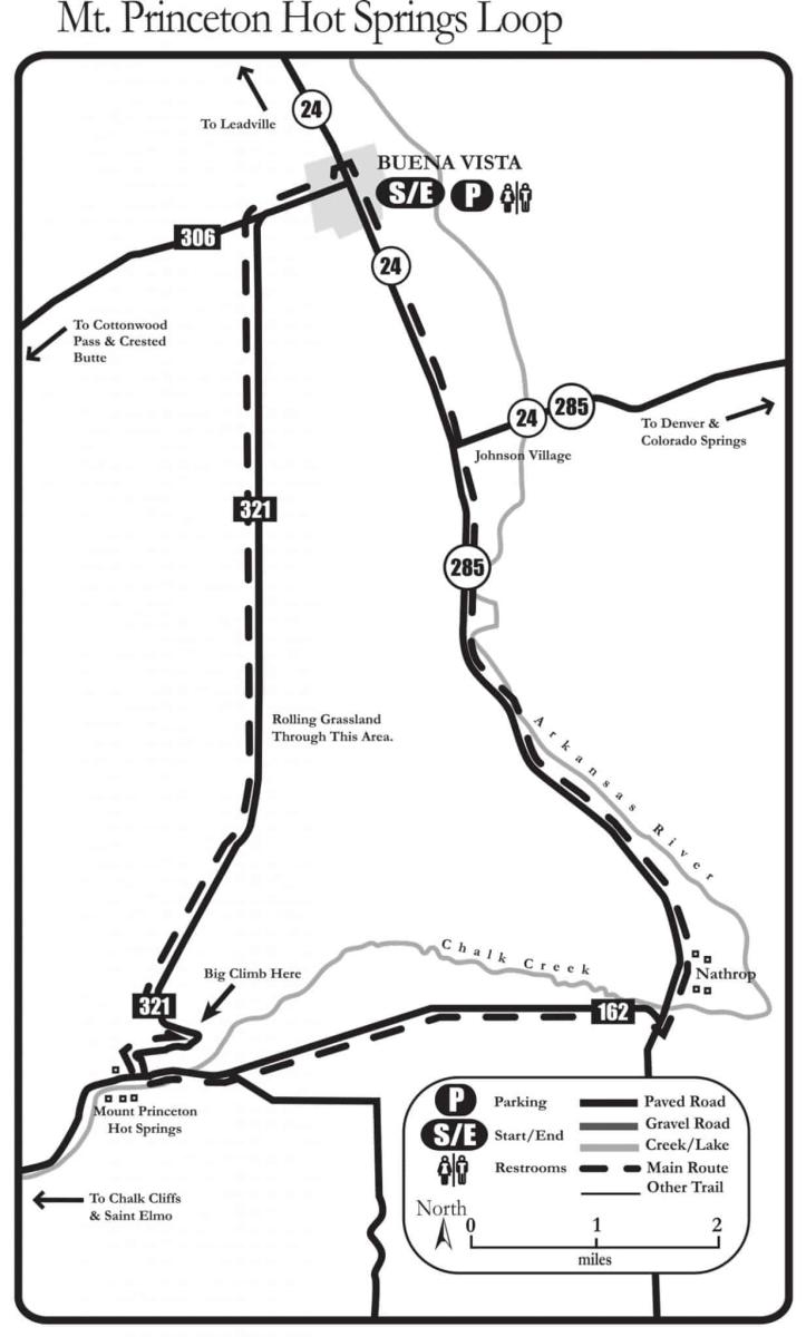 Mount Princeton Hot Springs Loop map