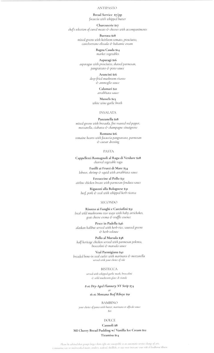 Nonna's Menu