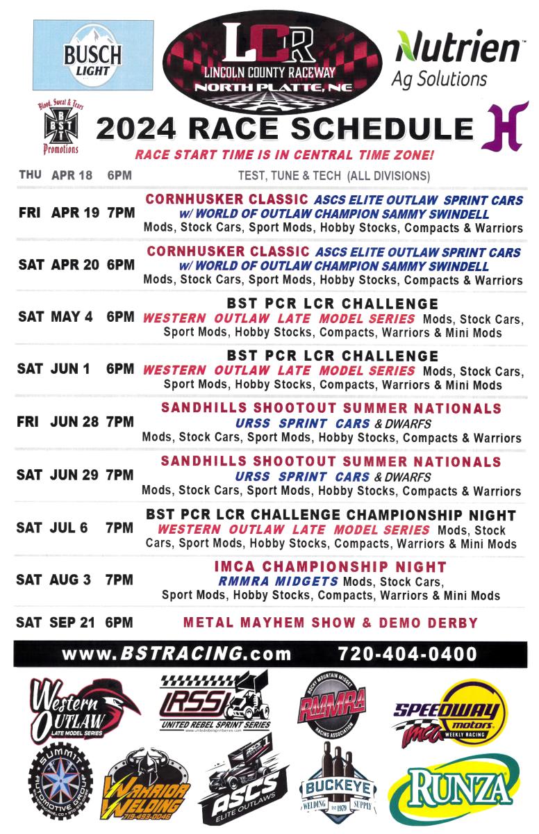 CORRECTED 2024 Lincoln County Raceway Schedule