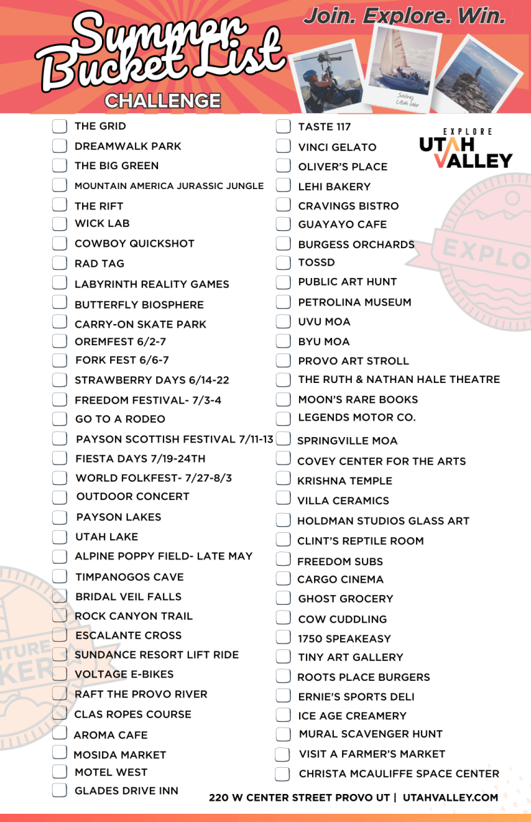 text list of all activities and attractions that are included in the summer bucket list challenge