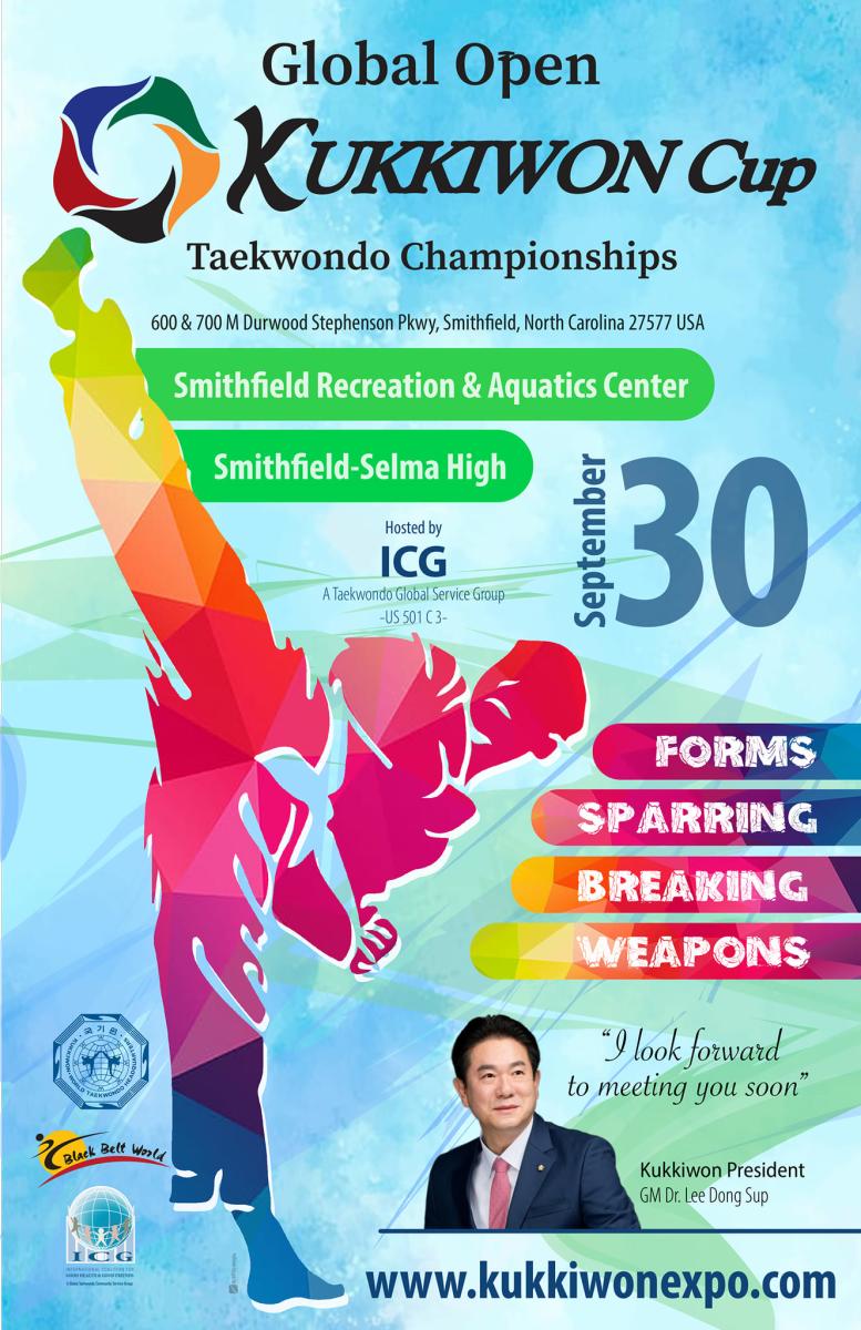 Global Open Kukkiwon Cup taekwondo tournament poster