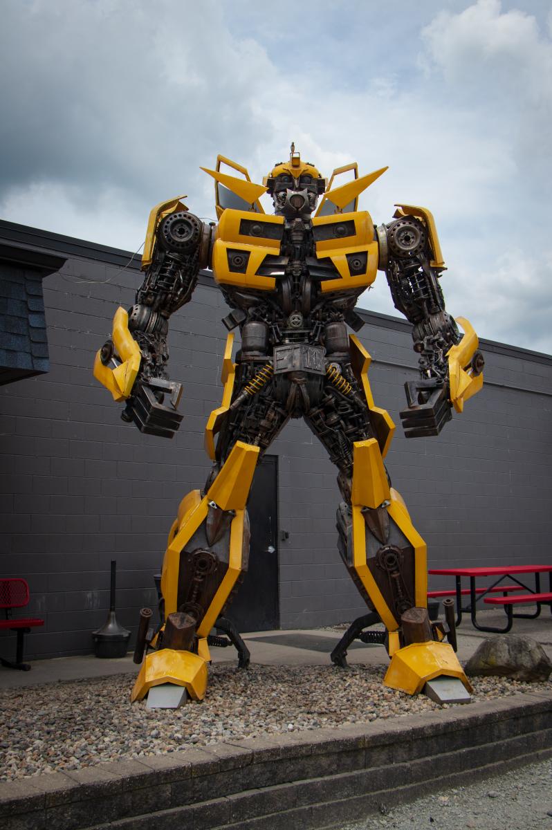 Statue of the Transformer Bumblebee by Metal Source in Wabash.