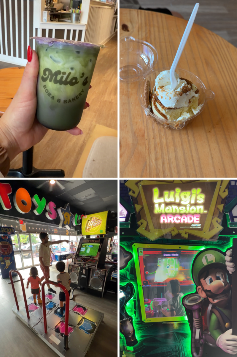 Photo collage of Mochi Wren Boba & Bakery and Recbar 812.