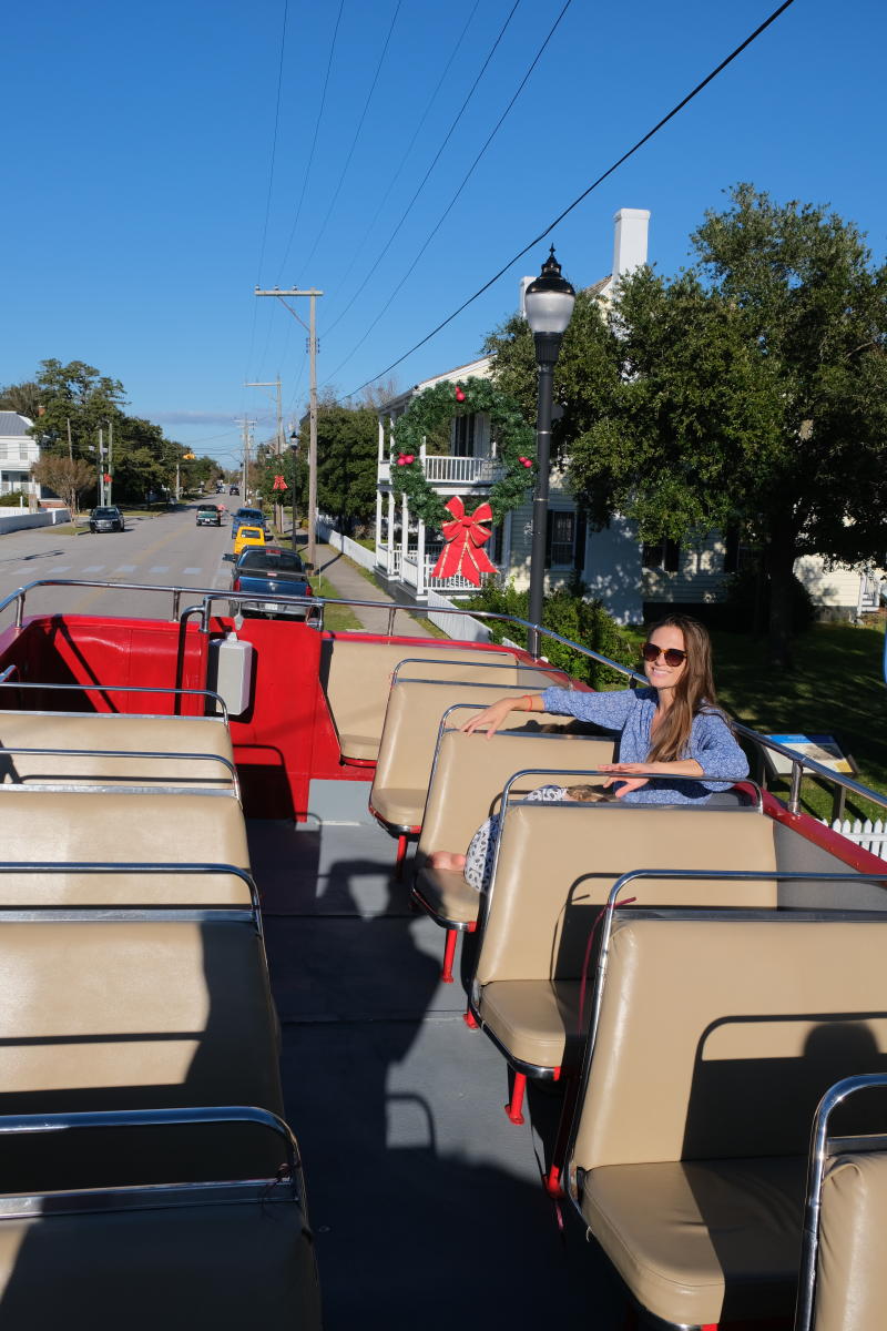 Tourists can enjoy the views from the top of a Beaufort Bus Tour's Double Decker Bus