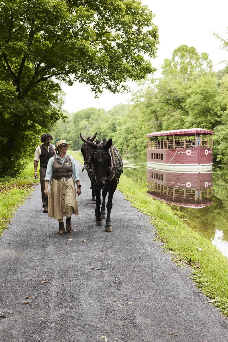 The 110-passenger Josiah White II canal boat along the Lehigh Canal at National Canal Museum in Easton, Pa.