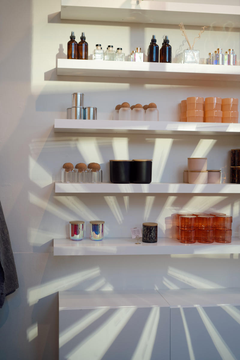 shelves with jars for candles