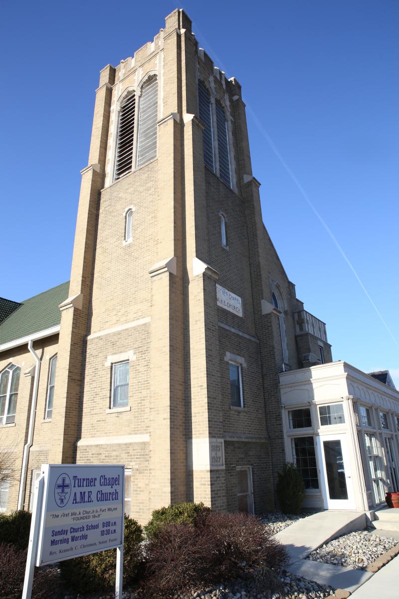 The exterior of Turner Chapel A.M.E. Church in Fort Wayne, Indiana