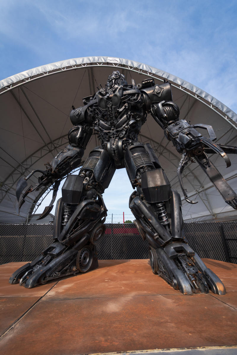 Statue of the Transformer Megatron by Metal Source in Peru.