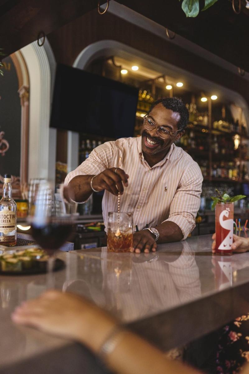 Jeremy Ross of Sense of Thai preparing a cocktail at One Loudoun in Ashburn, Loudoun County