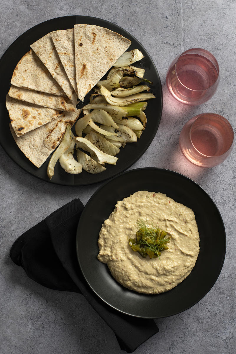 Green Chile Cannellini Bean Dip with Grilled Fennel & Tortillas