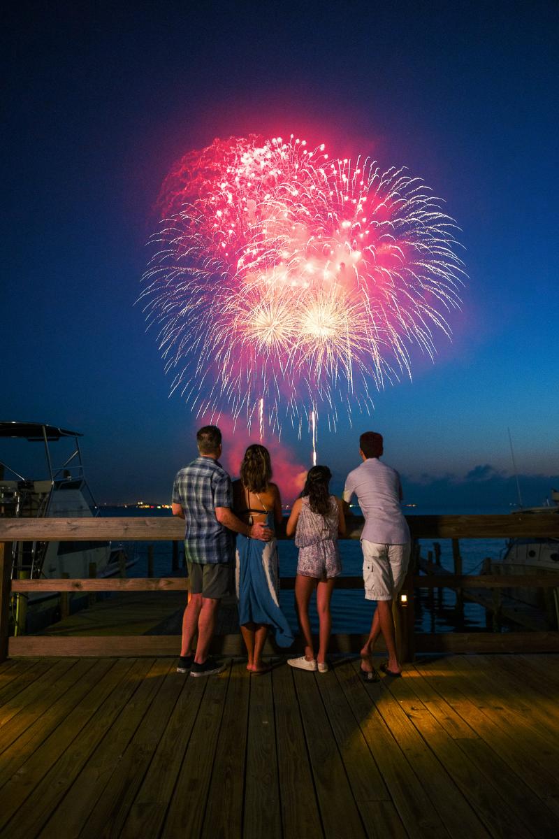 Family Watching the Fireworks