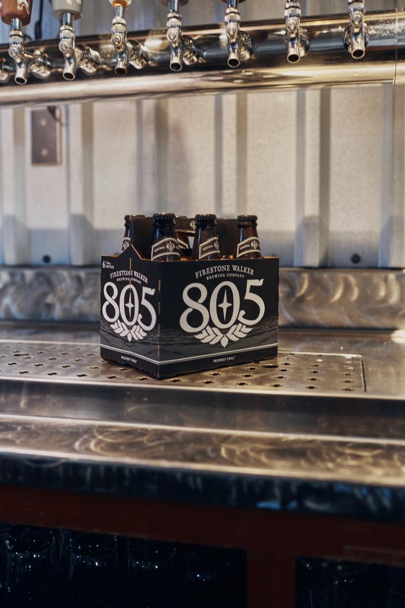 805 Beer sitting on bar