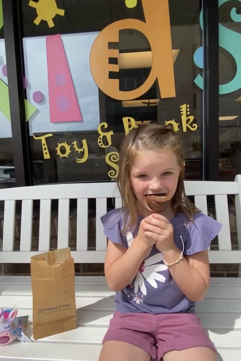 Kid at Caramel Crisp with Treat Cake pop