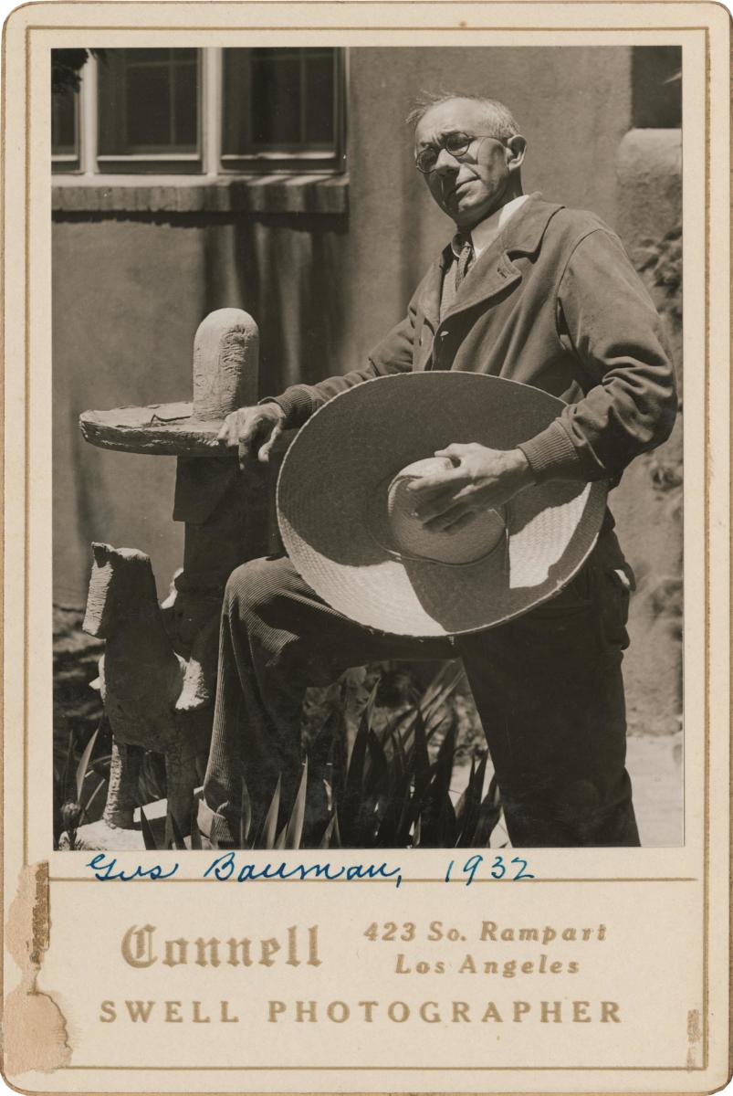 A 1932 portrait of Gustave Baumann in Santa Fe (with a jaunty sombrero).