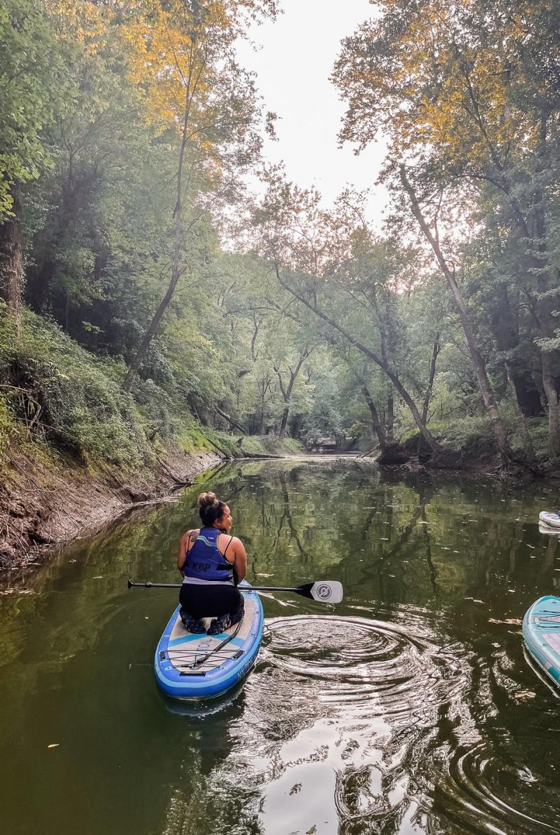 woman on kayak on the kentucky river