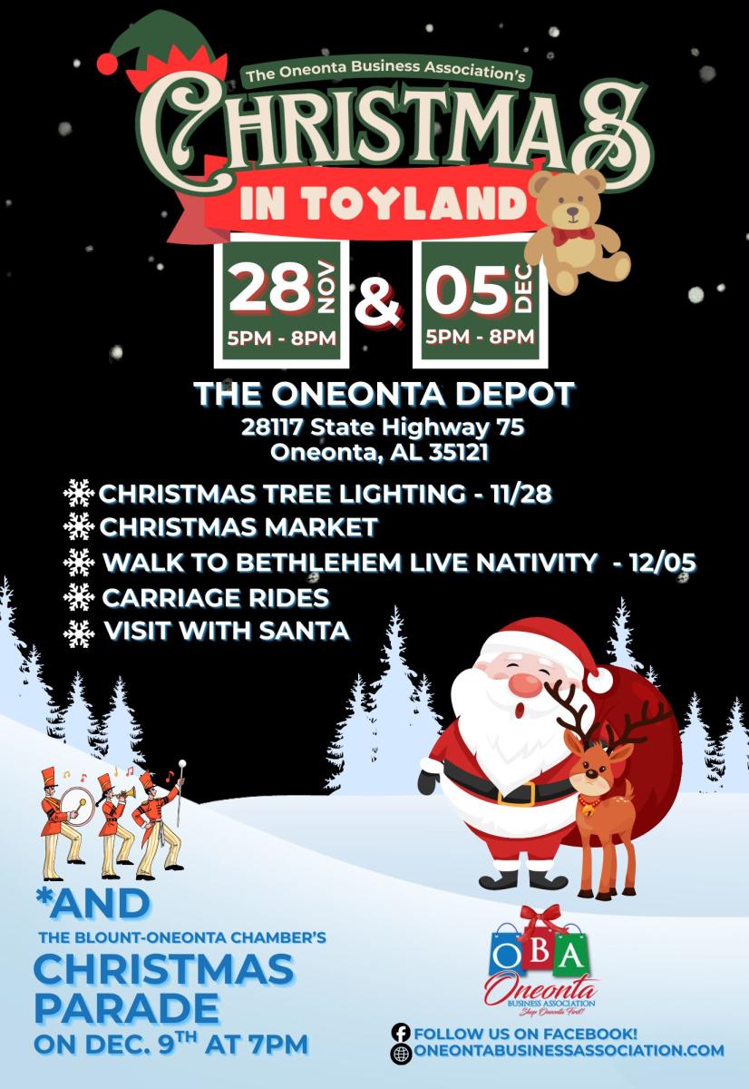 christmas in toyland in oneonta graphic