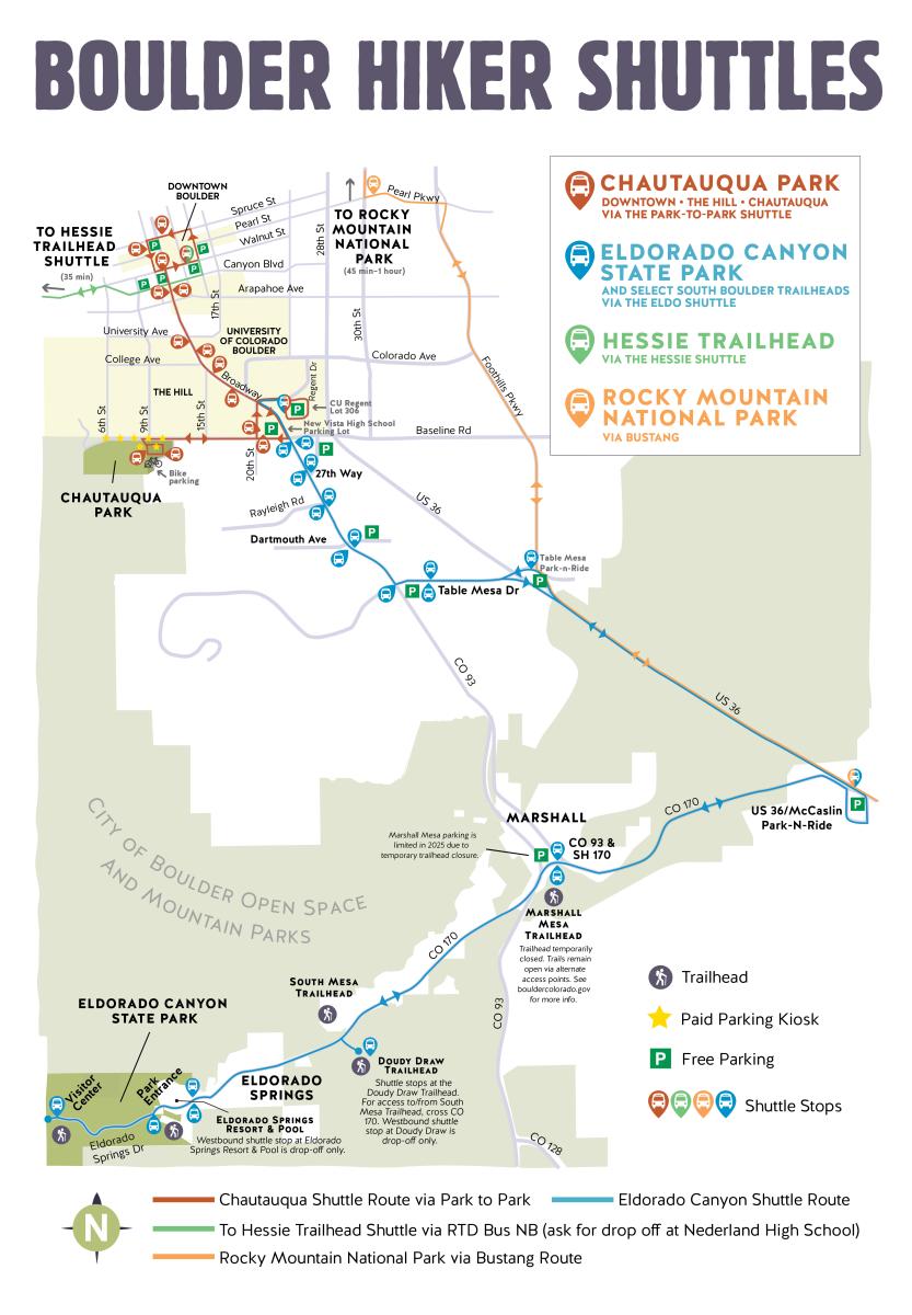 Boulder Hiker Shuttles Map