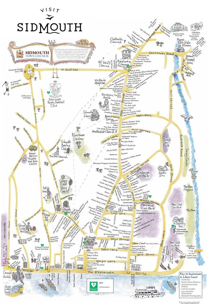 Town Map Of Sidmouth Shopping Services XRQQGD