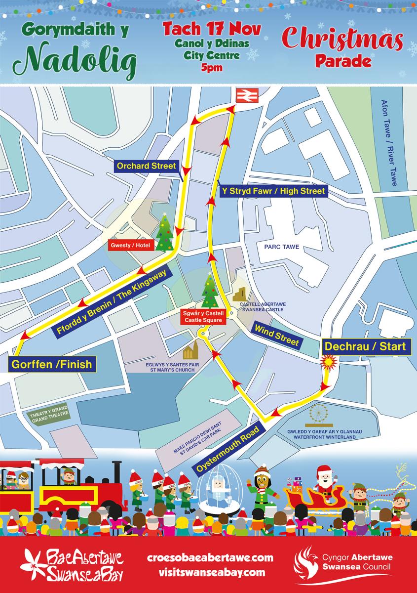 Map of the 2024 Christmas Parade Route