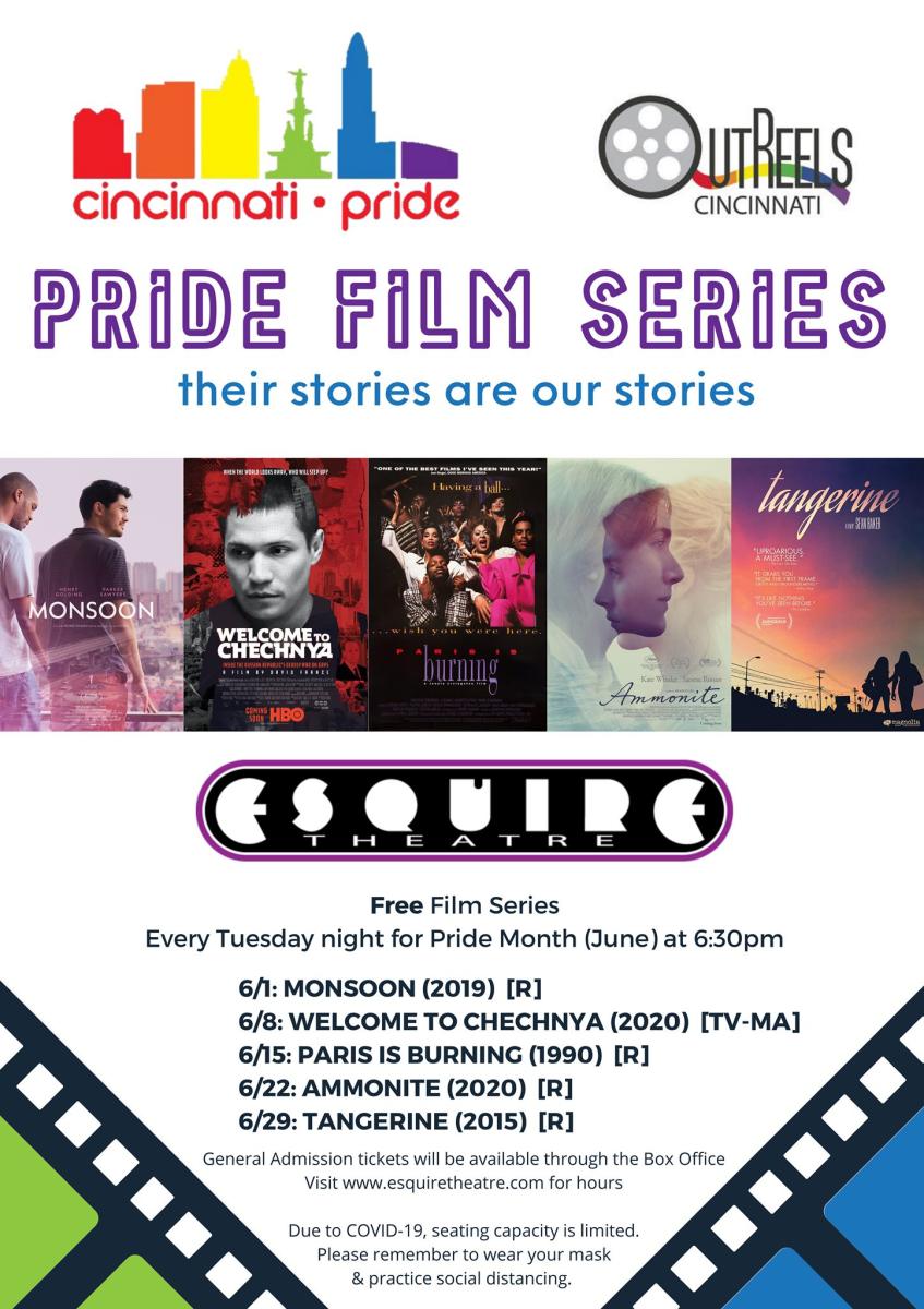 A poster for the Cincinnati Pride Film Series in June 2021