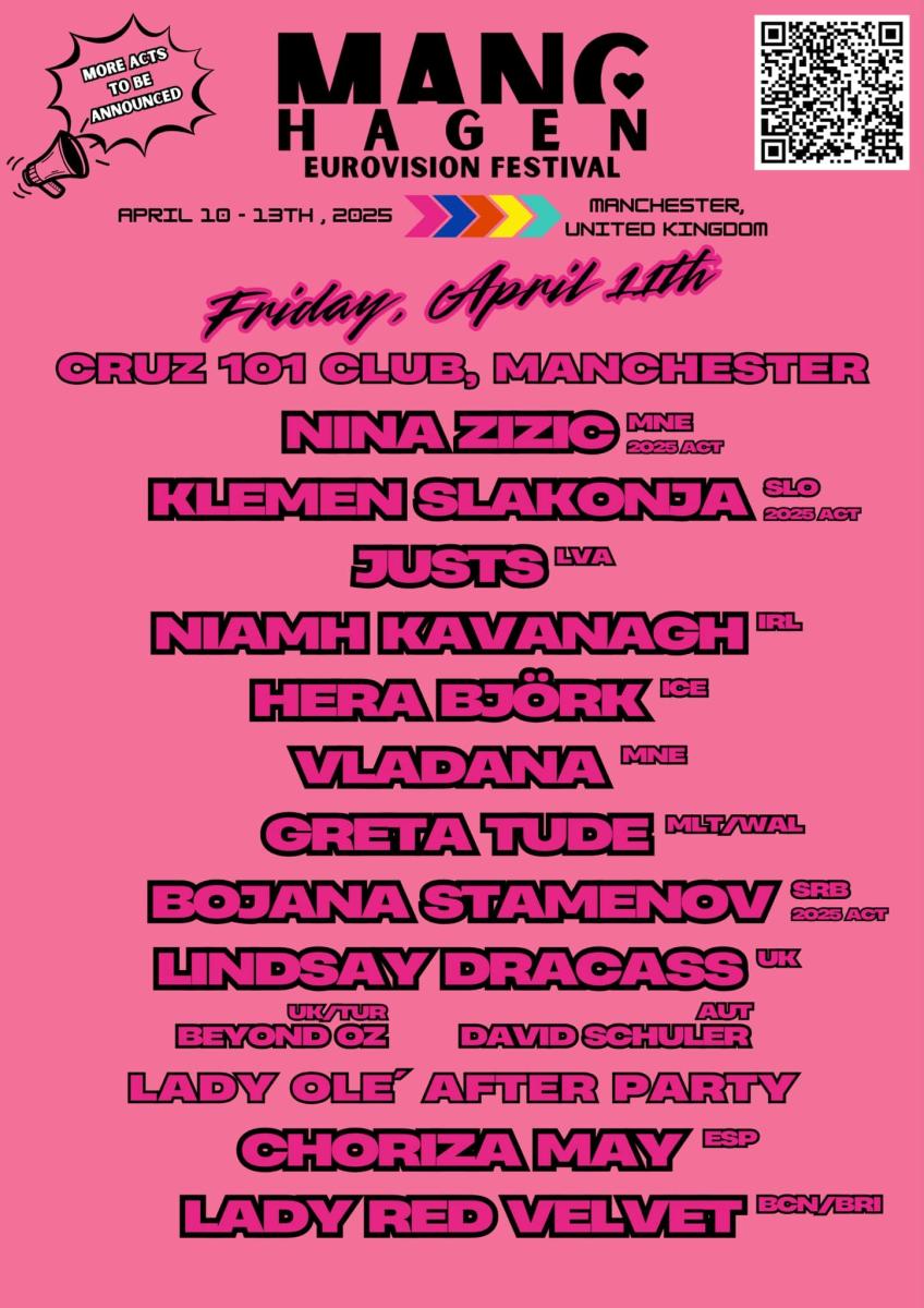 Concert graphic of Friday's line up