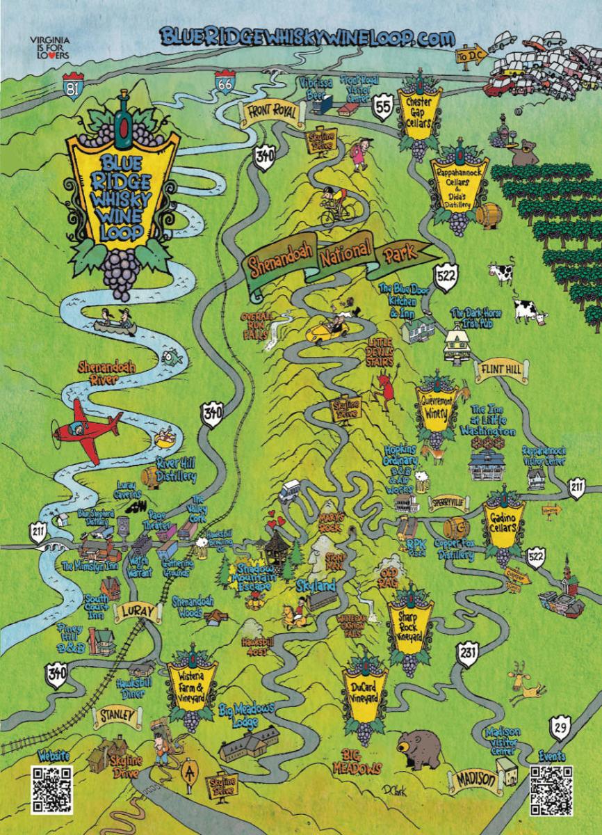 Blue Ridge Whisky Wine Loop Map 2023