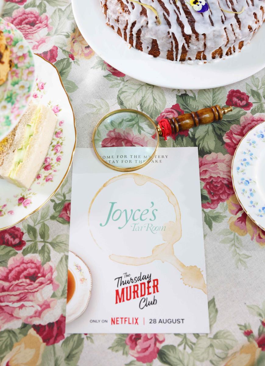 The Thursday Murder Club afternoon tea at RHS Garden Wisley, Surrey