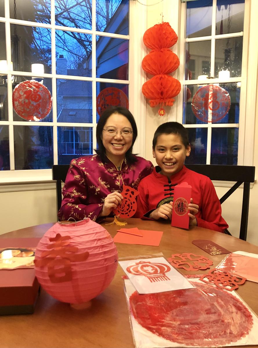 May and Son Celebrating Chinese New Year