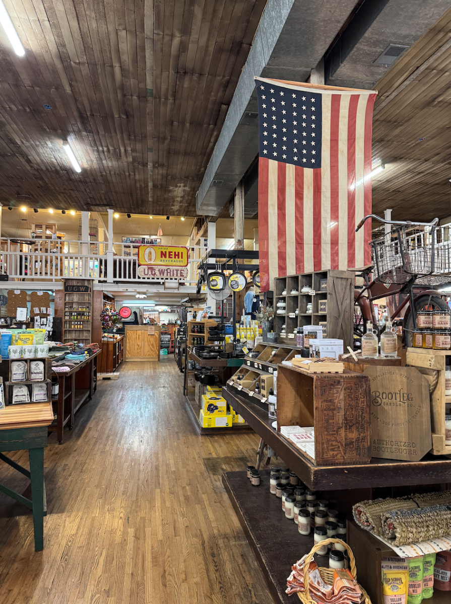 inside of U.G. White including the American flag