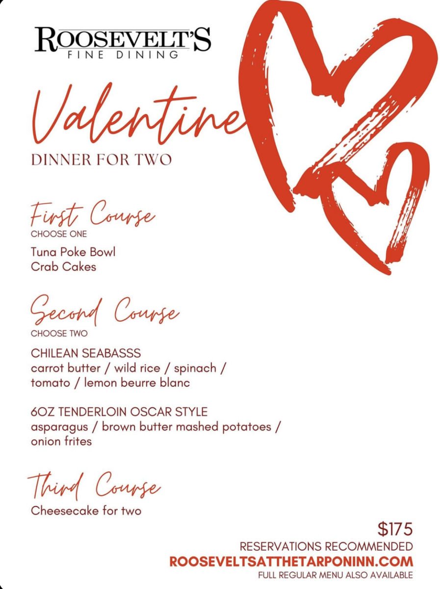 Roosevelt's Valentines Menu