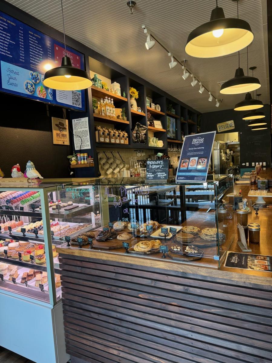 photo of counter at bakery with sweet treats