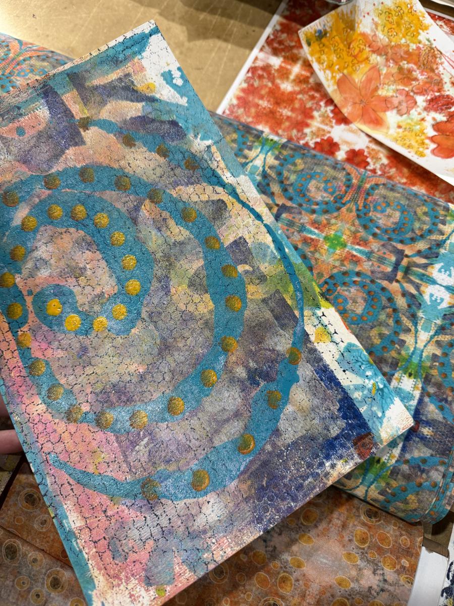 A sketch and the final fabric that Tammy created at Desert Bird Mercantile.