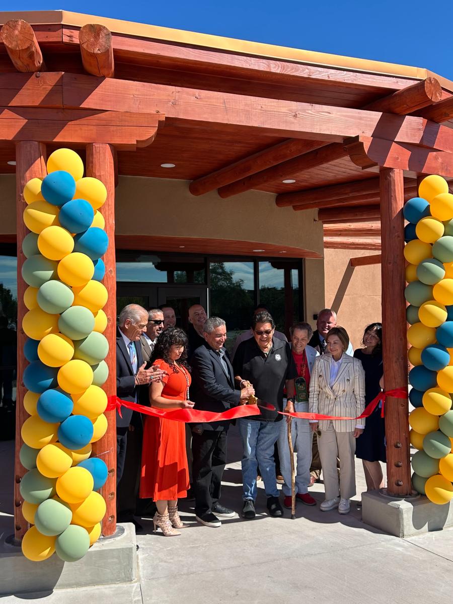 People cut the ribbon on the new Indian Pueblo Entrepreneur Complex at the Indian Pueblo Cultural Center.