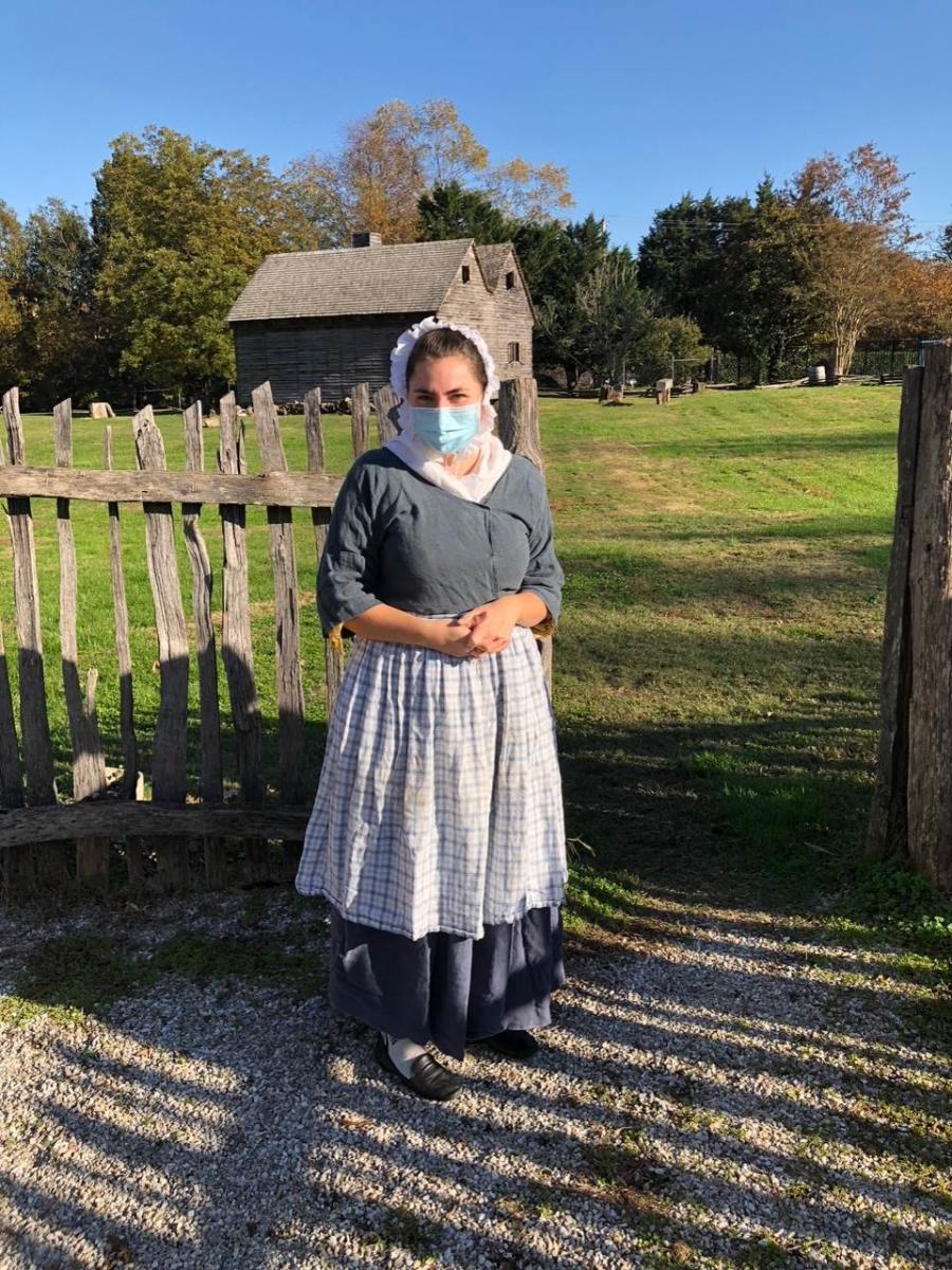 Claire Goode looking incredibly authentic in Colonial garb