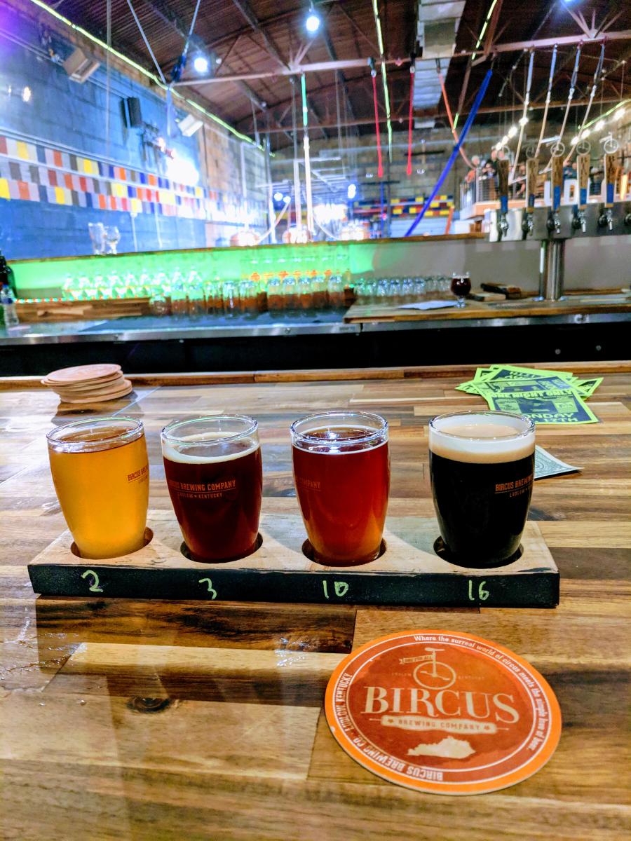 A flight of beer at Bircus Brewing Co. in Ludlow, Ky