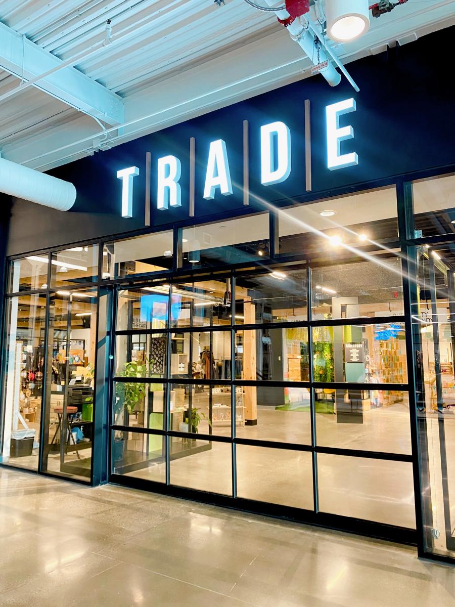 Entrance to the shops of Trade at Newport on the Levee