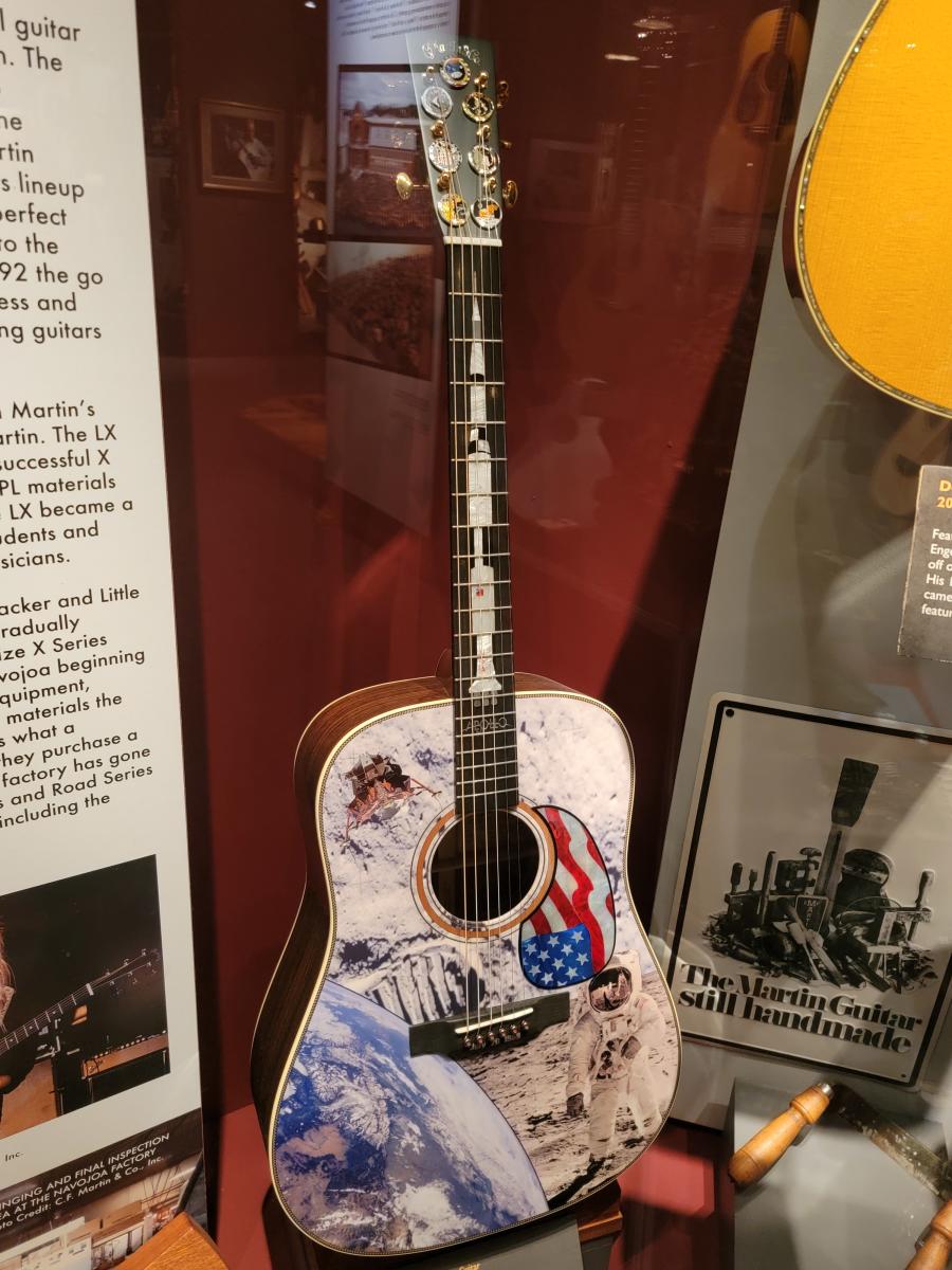 NASA Moon Landing Guitar on display at the Martin Guitar Museum in Nazareth, Pa.
