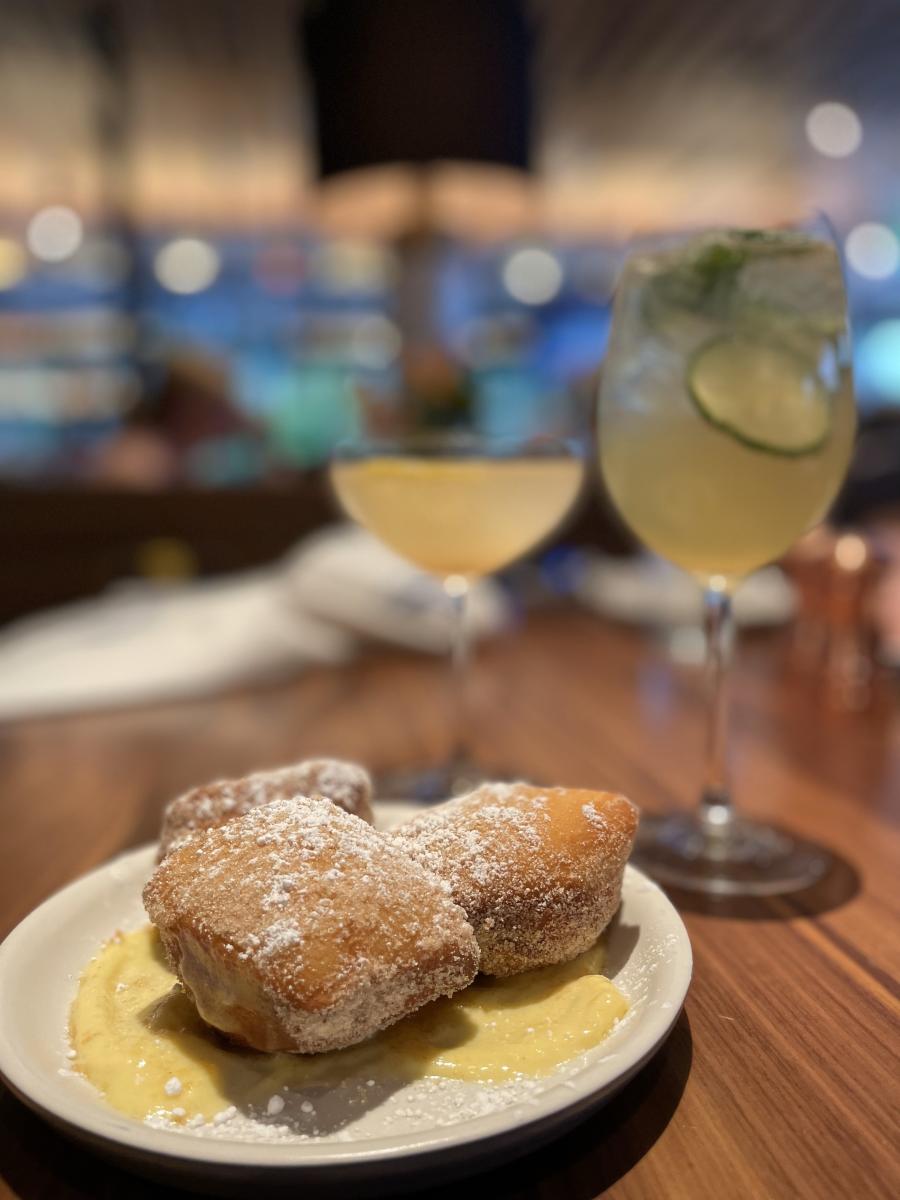 North Italia Donuts and Drinks Focused on Powdered Sugar Lemon Donuts